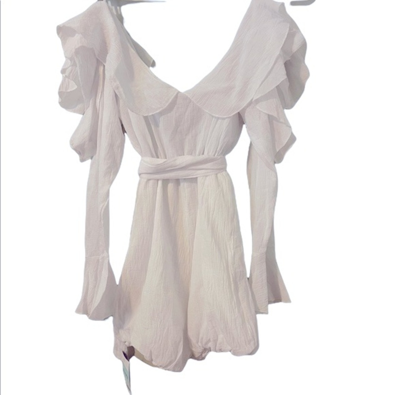 Storets Billie Cold Shoulder White Short Romper Bridal Bachelorette — image 3 of 7